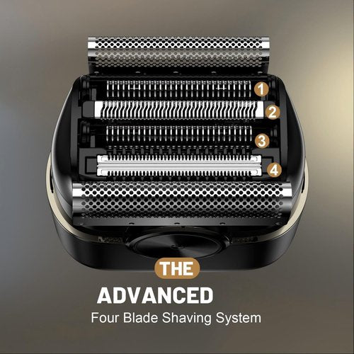 Electric Foil Shavers for Men: Mini Electric Razor with 4 Floating Blades & Big LED Display - Foil Shaver for Men with 2 Gears Adjustable - Face Shaver with IPX7 Waterproof