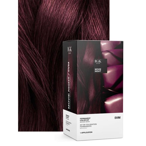 IGK Permanent Hair Dye Color Kit - 5VM Movie Night Mahogany Brown | 100% Gray Coverage & Shine, Ammonia-Free