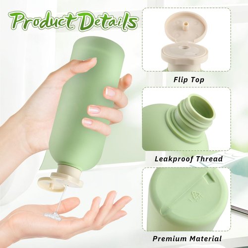 5 Pcs 400ml/13.5oz Squeeze Bottles Plastic Travel Lotion Bottles Refillable Containers with Flip Cap for Toiletries Creams Lotion Shampoo Conditioner