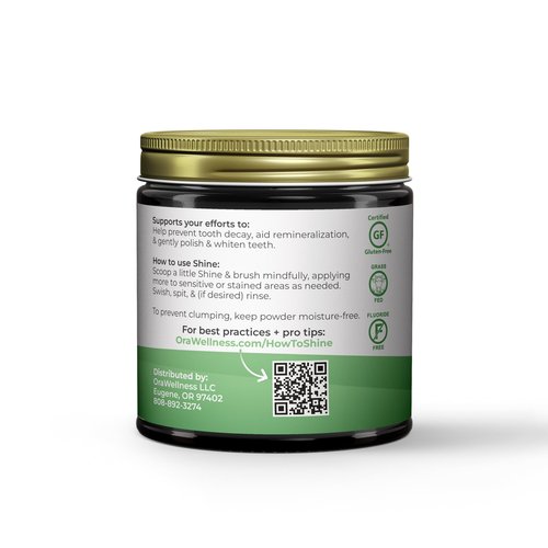 OraWellness Shine Remineralizing Tooth Powder with Hydroxyapatite, Made in The USA, Fluoride Free Tooth Repair, Natural Teeth Whitening Powder, Teeth Polish & Stain Remover, Mint