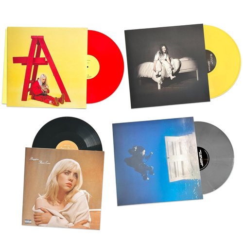 Billie Eilish Complete Color Discography Collection - Red, Yellow & Grey Vinyl Records Set
