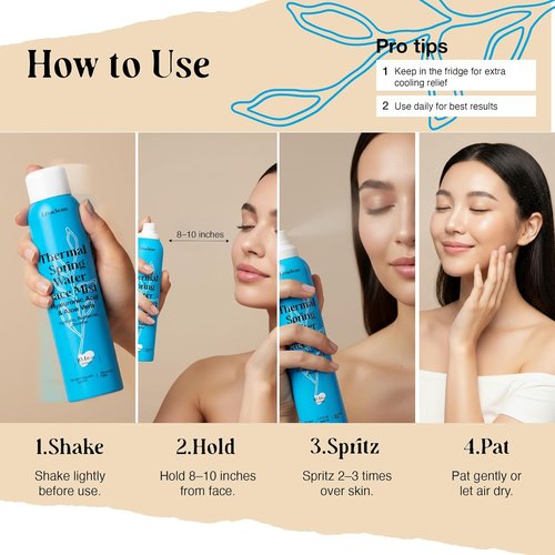 Thermal Spring Water Face Spray Mist by [Brand Name] - Hydrating with Hyaluronic Acid & Aloe Vera | 300ml + 50ml