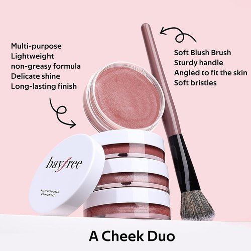 Bayfree Multi Cream Blush Set - Lightweight Hydrating Blush & Brush for Radiant Cheeks | Pink Sakura