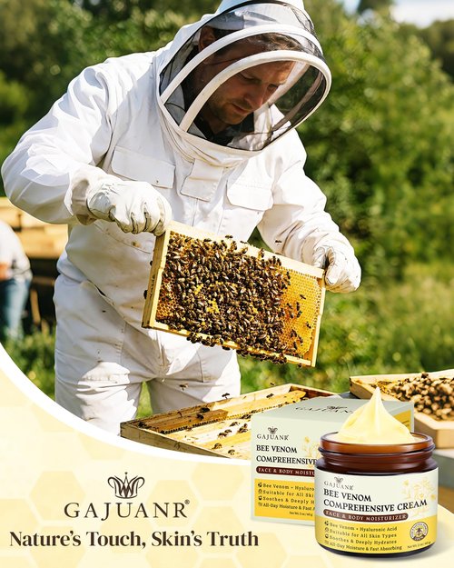 GAJUANR Bee Venom Moisturizing Cream, All-in-One Nourishing Cream with Hyaluronic Acid, Lightweight Texture for Daily Use, 60g * 2PCS