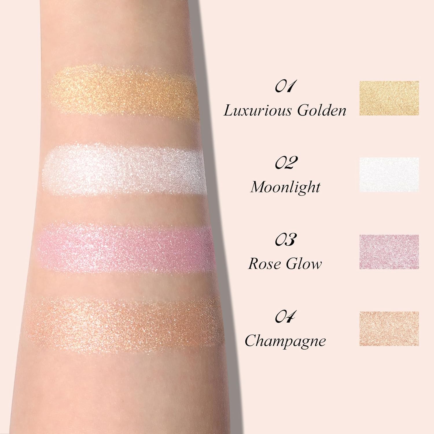UCANBE Sparkle Bomb Highlighter - Weightless Baked Illuminator Palette for Face & Body | Luxurious Golden