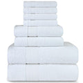 DecorRack 8 Piece Towel Set, Cotton, Highly Absorbent, Super Soft, Quick Dry, 4 Washcloths (13"x13"), 2 Bath Towels (27"x54"), and 2 Hand Towels (16"x28"), White (Set of 8)