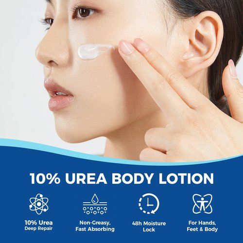 OUKEYA Urea Cream for Dry Chapped Skin with 10% Urea Deep Moisturizer Body Lotion, Softens & Soothes Hands Elbows Feet Hydrates Locks in Moisture, Fast Absorbing & Non-Greasy, 11.28 oz Large Capacity