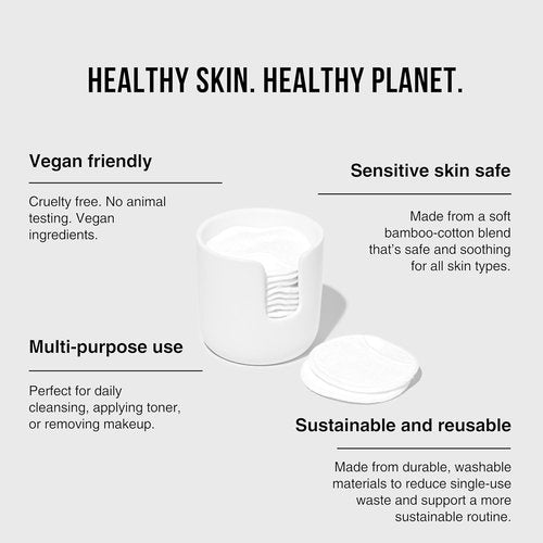 Public Goods Reusable Bamboo Cleansing Rounds - 14 Count Makeup Remover Pads with Cotton Mesh Bag | Eco-Friendly Vegan Skincare Essential
