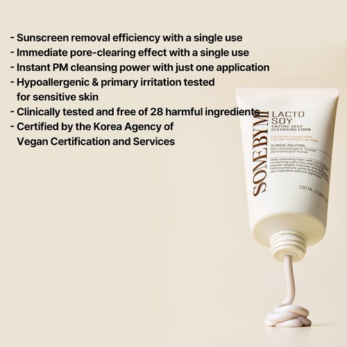 SOME BY MI Lacto Soy Enzyme Deep Cleanser – 3.4oz, 100ml – Korean Vegan Face Wash with Papain & Soy Enzymes for Pore & Dead Skin Care – With Hyaluronic Acid for Soothing & Hydration – Korean Skin Care