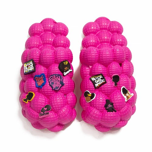 LEPHYON Bubble Slides |Funny Golf Ball Slides| Lightweight Foam Shower Shoes Men|Comfortable Womens Slippers|Stylish Non-Slip Soles Unisex（Babi Pink DIY W11）