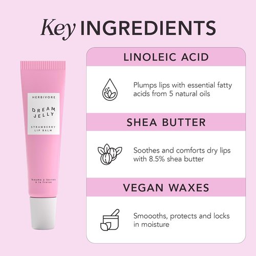 HERBIVORE Dream Jelly Lip Balm - Hydrating & Plumping Formula with Linoleic Acid & Shea Butter | Vegan & Cruelty-Free