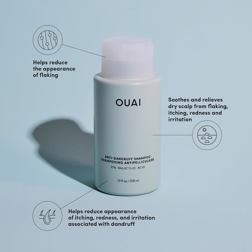 OUAI Anti Dandruff Shampoo - Soothing Salicylic Acid Formula for Flaky Scalp - Sulfate Free (10 Fl Oz)