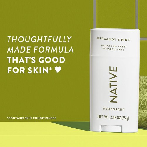 Native Deodorant - Aluminum-Free Odor Control for Men & Women | Bergamot & Pine, 2.65oz