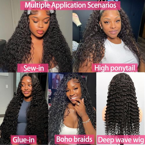 LXYANOO 12A Deep Wave Single Bundles Human Hair 22 Inch Brazilian Curly 1 Bundles Human Hair 100% Unprocessed Virgin Wet and Wavy Hair Weave 1B Black