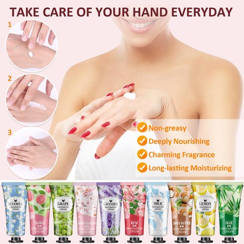 56 Pack Hand Cream Gifts Set, Easter Basket Stuffers, Bulk Hand Lotion Travel Size for Dry Cracked Hands, Mini Hand Lotion for Mothers Day Gifts, Bridal Shower Favors and Teacher Gifts for Women