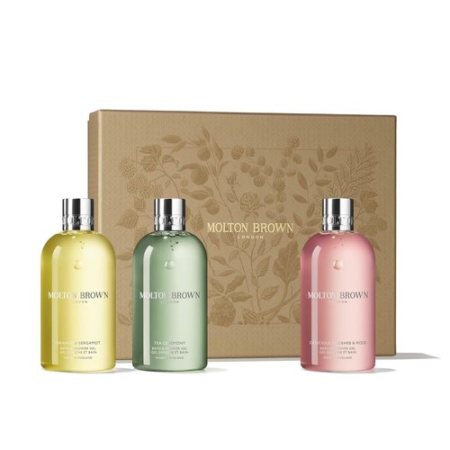 Molton Brown Body Wash Gift Set for Women - Trio of 10 Fl. Oz. Luxury Floral & Green Bath Gels | Perfect Mother's Day Gift