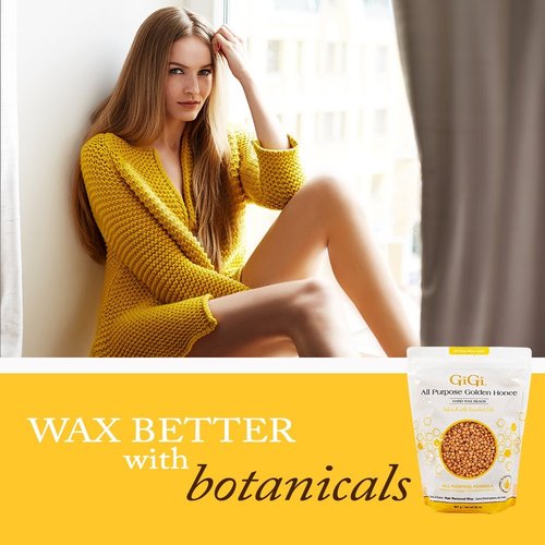 GiGi Hard Wax Beads for Hair Removal, All Purpose Golden Honee Waxing for Face, Body, and Bikini, No Strip Needed, 32 oz