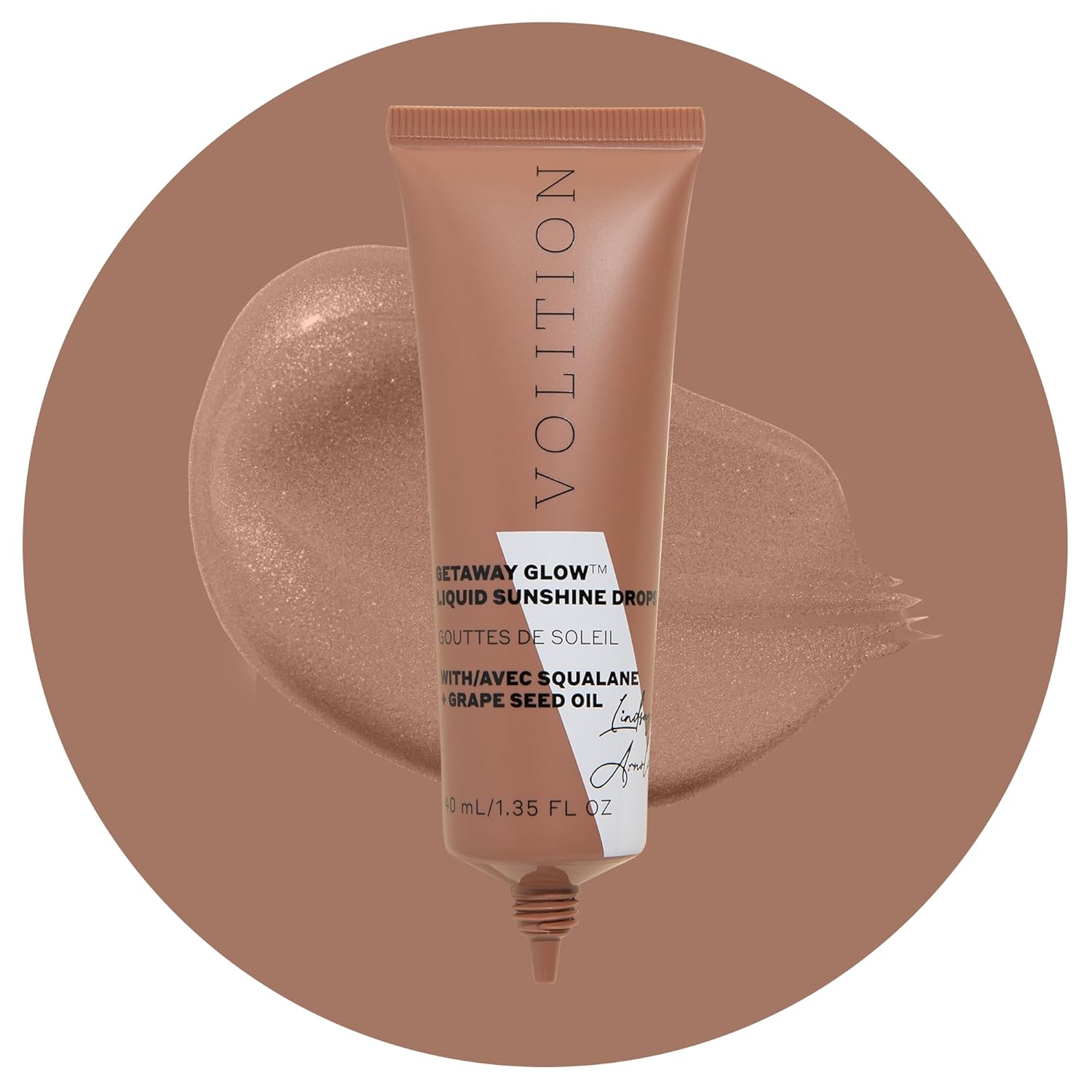 Volition Beauty Getaway Glow Liquid Sunshine Drops - Instant Bronze & Shimmer | Vegan Squalane & Grape Seed Oil | Hydrates & Smooths All Skin Tones