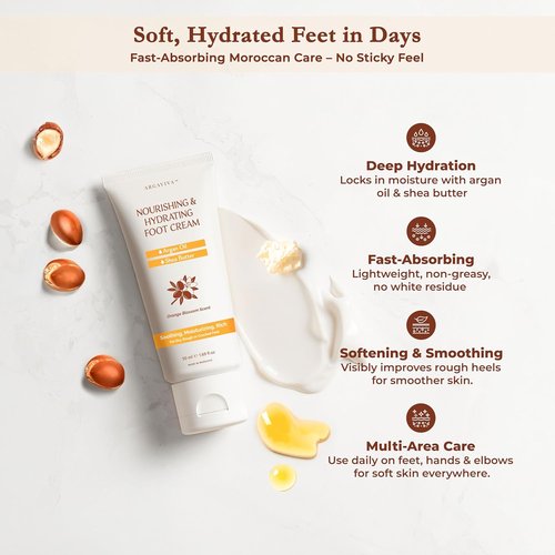 Regine Switzerland Foot Cream - Hydrating Moisturizer with Argan Oil & Shea Butter for Dry Cracked Heels | Fast-Absorbing, Non-Sticky Care