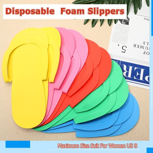 JenPen 60 Pairs Disposable Pedicure Slippers Foam Spa Pedi Flip Flops Bulk Foldable Pedicure Slippers Sandals Shoes for Guest Women Men Salon Spa Hotel Shower Foot Nail Party Supplies(Bright Colors)
