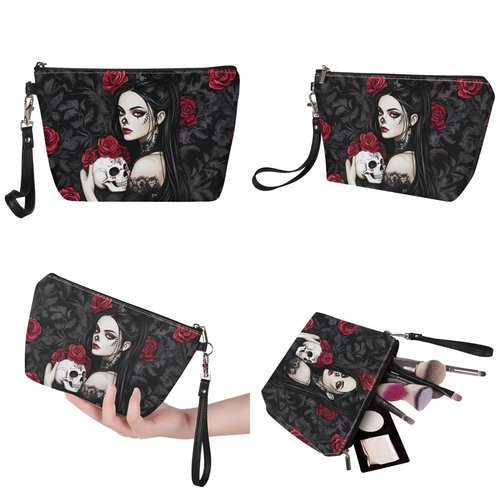 GIFTPUZZ Women and Skull Women's 3-Piece Handbag Set - Stylish Shoulder Bag, Tote Purse, and Makeup Bag for Work, Travel, and Beach - Versatile & Portable