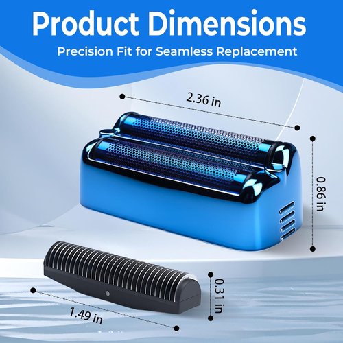 BaBylissPRO Replacement Shaver Foil & Cutter Heads - 2-Pack for FXONE BlackFX Shaver | Double Foil (Blue)