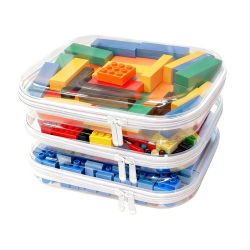 3PCS Clear Hard Shell Zipper Case,Toy Organizers and Storage Box,Clear Toiletry Cosmetic Case,Travel Makeup Bags,Diaper Bag Organizer,Pencil Case,Medium Stackable Portable Zipper Pouches 9.85*7.9*2 IN