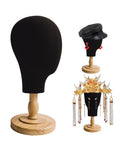 CHADWICK Black Mannequin Head for Wigs, Hats, 21 Inches Fursuit Head, Hat Stand Holder with Detachable Wood Stand, Professional Canvas Block for Shops, Home Decor, Hair Salon Display