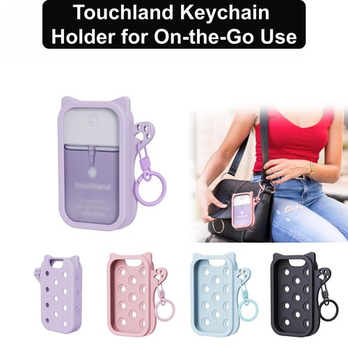 Frezonika Hand Sanitizer Case with 30 Charms for Touchland, Compatible with Power Mist 1 FL Oz/30ML, Croc-Style Touchland Holder (Cute Pink Food Charms)
