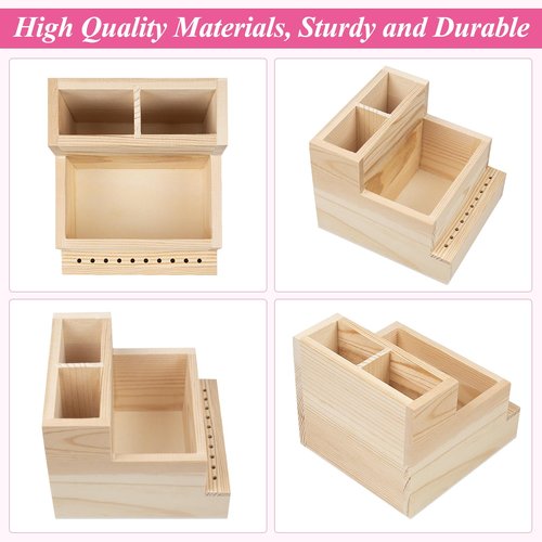 Urbuti Nail Drill Bits Holder, Wooden 10 Holes Nail Drill Machine Holder Display Storage Box, Durable Nail Art Polishing Grinding Drill Bit Organizer for Home Use or Nail Salon