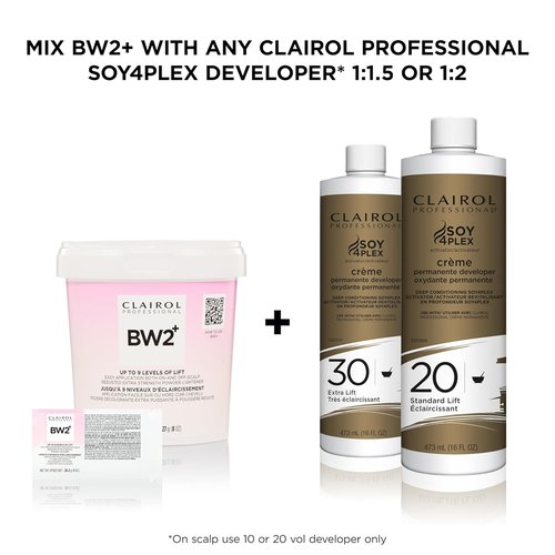 Clairol Professional BW2+ Extra Strength Powder Lightener - Up to 9 Levels of Lift for Hair Highlights