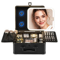 Yooaye Makeup Box with Detachable Lighted Mirror–Travel Train Case, Cosmetic Storage Organizer & Makeup Suitcase with Adjustable Dividers & Magnetic LED Mirror (Black)