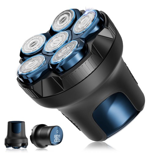 PRITECH Head Shaver for Bald Men - Effortless 6D Floating Shave,Electric Head Shavers for Men & Bald Head Shavers,Waterproof Cordless Razor for Smooth Scalp,Face & Perfect Beard,2-Speed,80Min Runtime