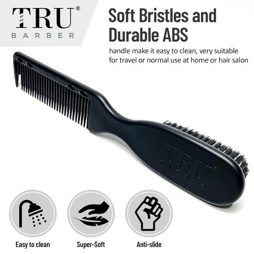 TRU BARBER Pro Fading Brush Set - 2PCS Barber Fade & Cleaning Brushes for Clippers & Beard Care