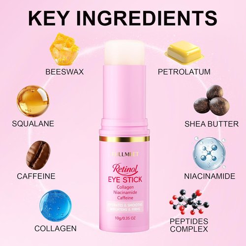 Skiennix Retinol & Caffeine Eye Balm Stick - Smoothing Under Eye Treatment for Dark Circles & Puffiness | 0.35oz/10g
