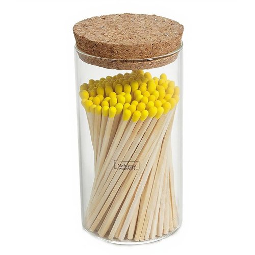 Meya Luxury Colored Safety Matches | 4-Inch Long Matches in Glass Jar | Perfect for Lighting Candles | 150 PIECES | 10 CANDLES AND EXTRA EMPTY JAR GIFT (YELLOW)