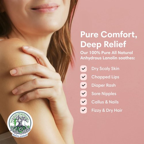 ProSeed Handmade Pure Lanolin Balm – US Pharmacopeia Grade for Moms, Babies & Skin Essentials – Single Ingredient Moisturizer for Dry, Sensitive Skin – Glass Jar, 2oz