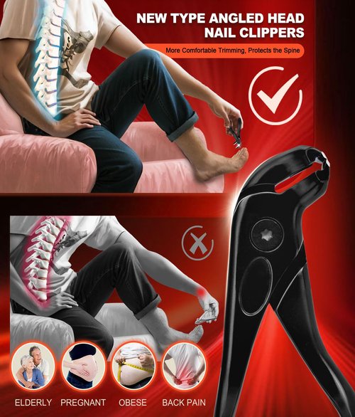 SGNEKOO Upgraded Long Handle Toenail Clippers for Seniors & Thick Nails，Curved Head with Anti-Slip Grip Ergonomic Pedicure & Fingernail Clipper for Easy Trimming