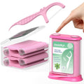 Innovihue Pink Push-Pop Dental Floss Picks Dispenser with 200-Count Refill Container, Twin-Line Mint Flossers (300 Total), Portable Oral Care for Home, Office, Travel