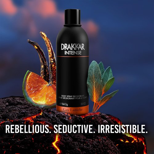 Guy Laroche Drakkar Intense Body Spray - Seductive Ambery Fougere Fragrance for Men | 5.8 Fl. Oz