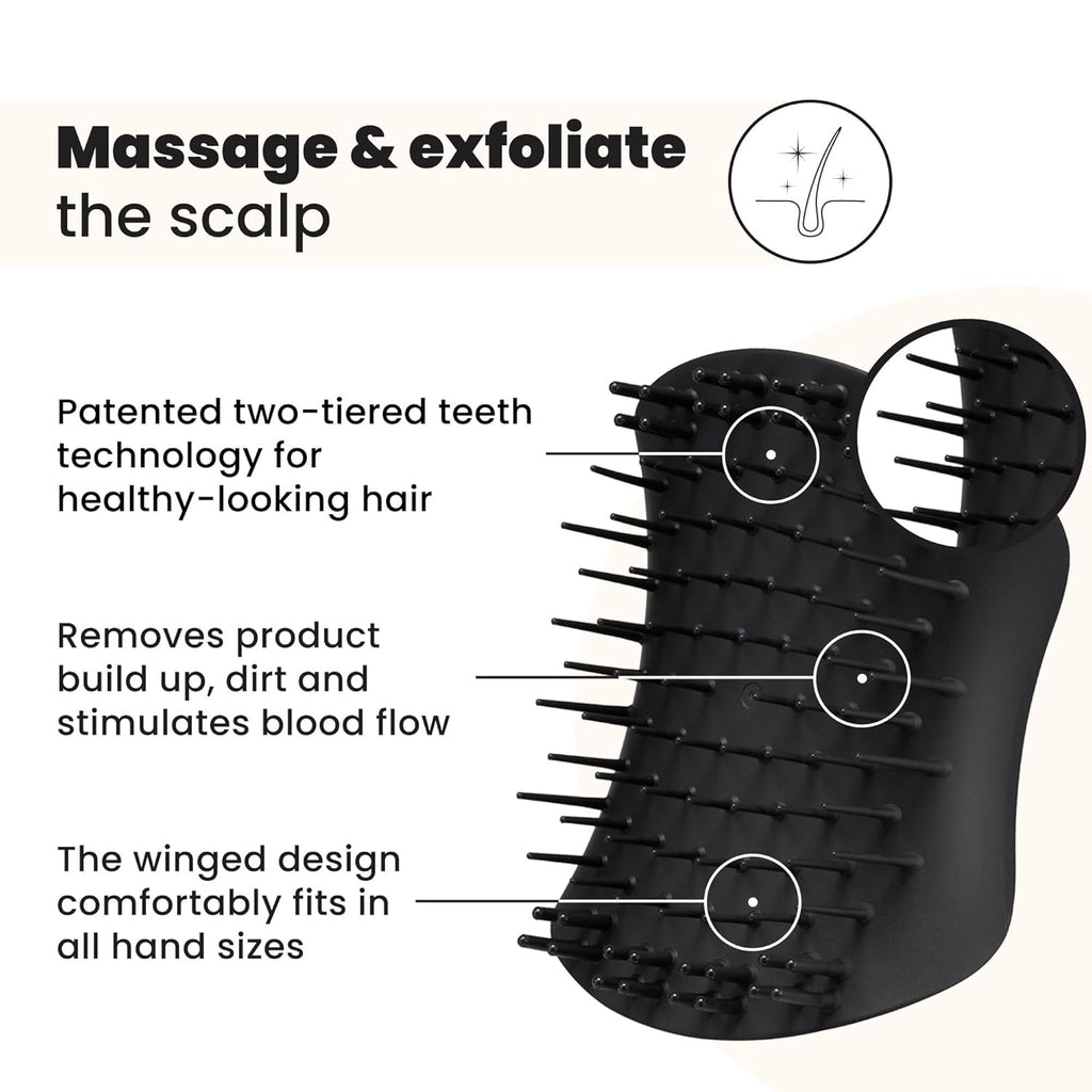 Tangle Teezer Scalp & Shampoo Hairbrush - Exfoliate, Massage & Cleanse for All Hair Types | Onyx Black