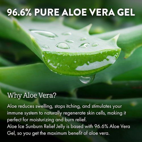 ALOE UP Aloe Vera Gel - Cooling Sunburn Relief Jelly for Face & Body | 96.6% Pure, Alcohol-Free, 4 Oz