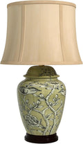 Red Lantern 25-Inch Jade Green Birds and Flowers Table Lamp - Elegant Home Décor Accent