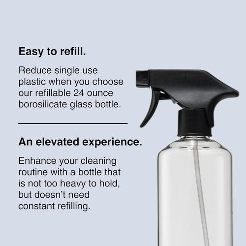 Public Goods Glass Spray Bottle - Refillable Bathroom Cleaner | Clear Borosilicate Glass | 24 Oz BPA Free
