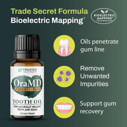 OraMD 4-in-1 Extra Strength Tooth Oil - Clinically Tested Maximum Strength Gum Disease Treatment, Gingivitis Treatment, Periodontal Disease Treatment, Sensitive Teeth and Gums - All-Natural (3 Pack)