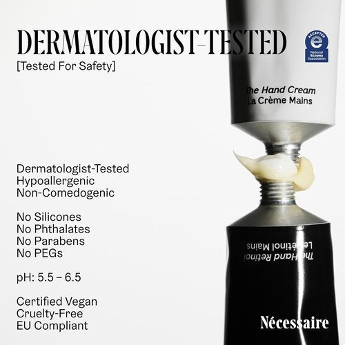 Nécessaire Hand Cream - Fragrance-Free Lotion with 5 Ceramides & Peptides | Fast-Absorbing, Non-Greasy - 2.2 fl oz