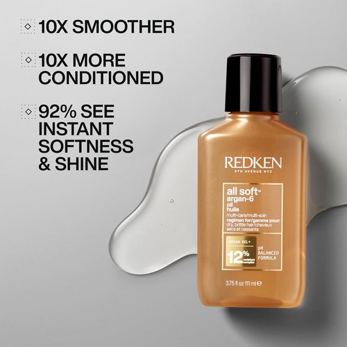Redken All Soft Argan-6 Oil Treatment - Deeply Conditions Dry Hair, Adds Softness & Shine with Argan Oil