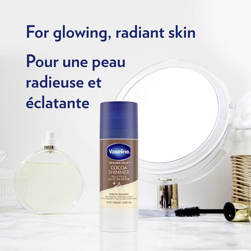 Vaseline Intensive Care Cocoa Radiant Lotion, 20.3 oz Bundled with Moisturizing Healing Jelly Butter, 7.5 and Shimmer Stick, 1.4 oz, Moisturized Skin Light Scent
