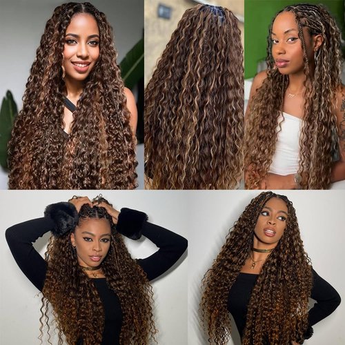 P430 Highlight Brown Human Braiding Hair Deep Wave Bulk 14 14 14 Inch 150g/3 Bundles Light Dark Brown Deep Wave Braids Human Hair Extensions
