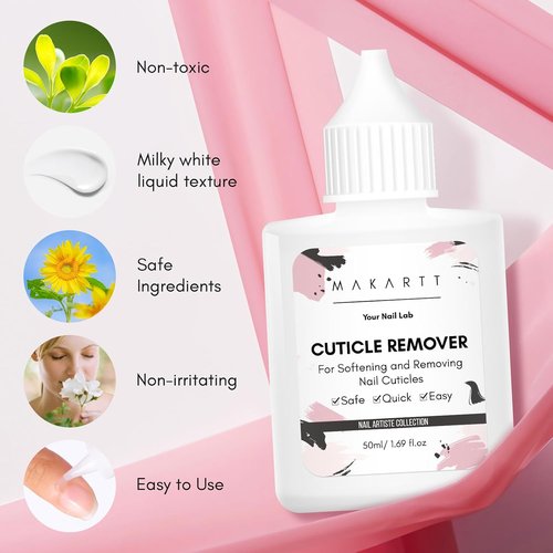 Makartt Cuticle Remover Liquid - 50ml Professional Softener Cream for Dry Cuticles | Salon-Quality Nail Care
